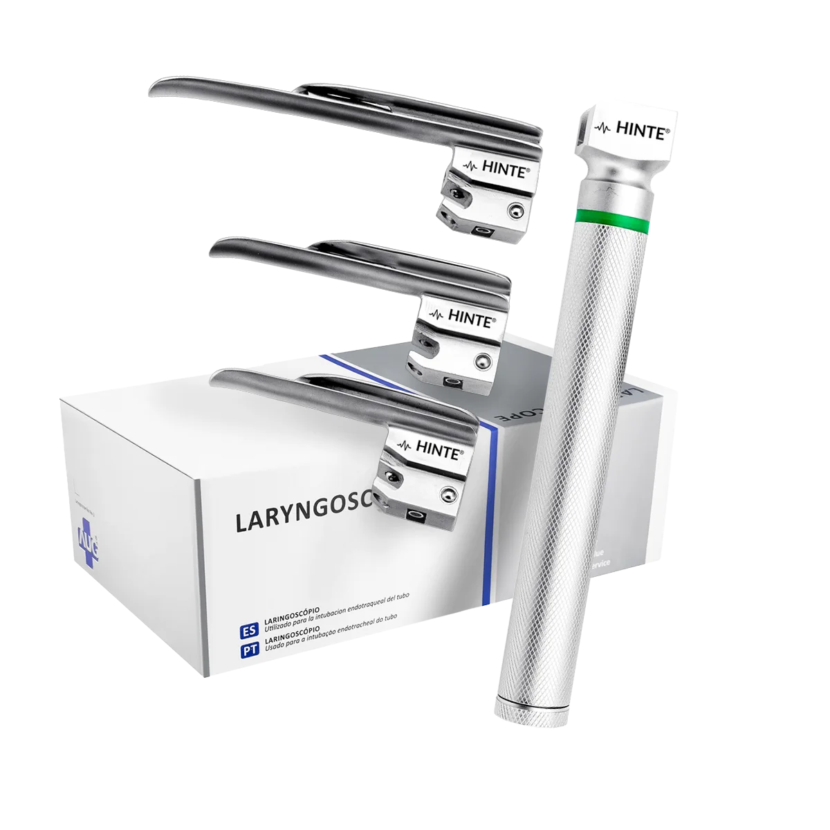 Laryngoskop światłowodowy HINTE® LED Miller z 3 łyżkami dla dzieci i noworodków