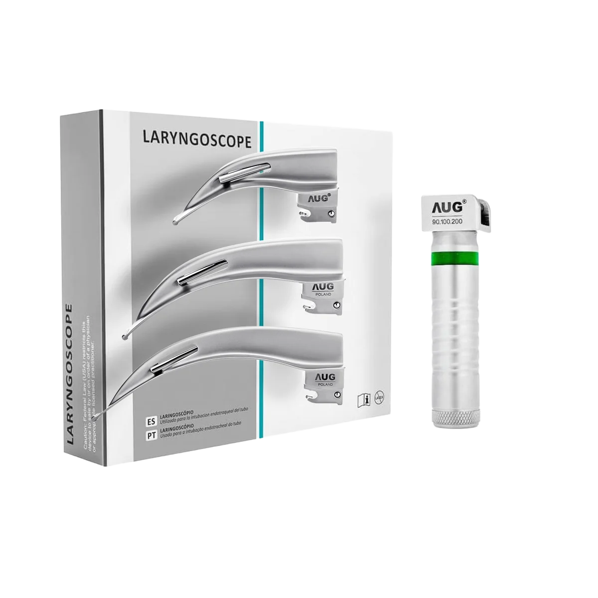 Laryngoskop dziecięcy Macintosh 1–3 z krótką rękojeścią i kompletem łyżek